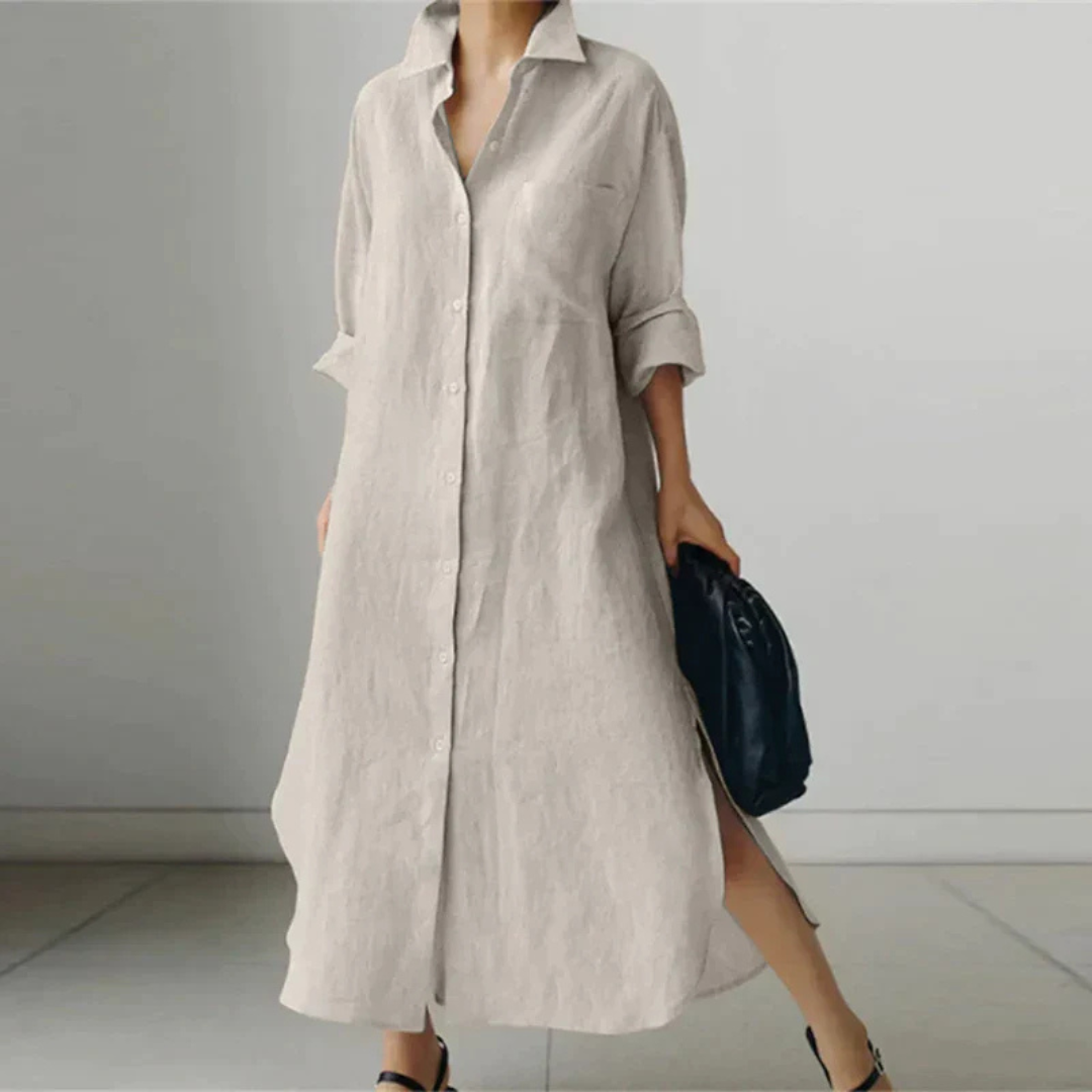 Mara | Women’s Minimalist Shirt Dress | Maxi