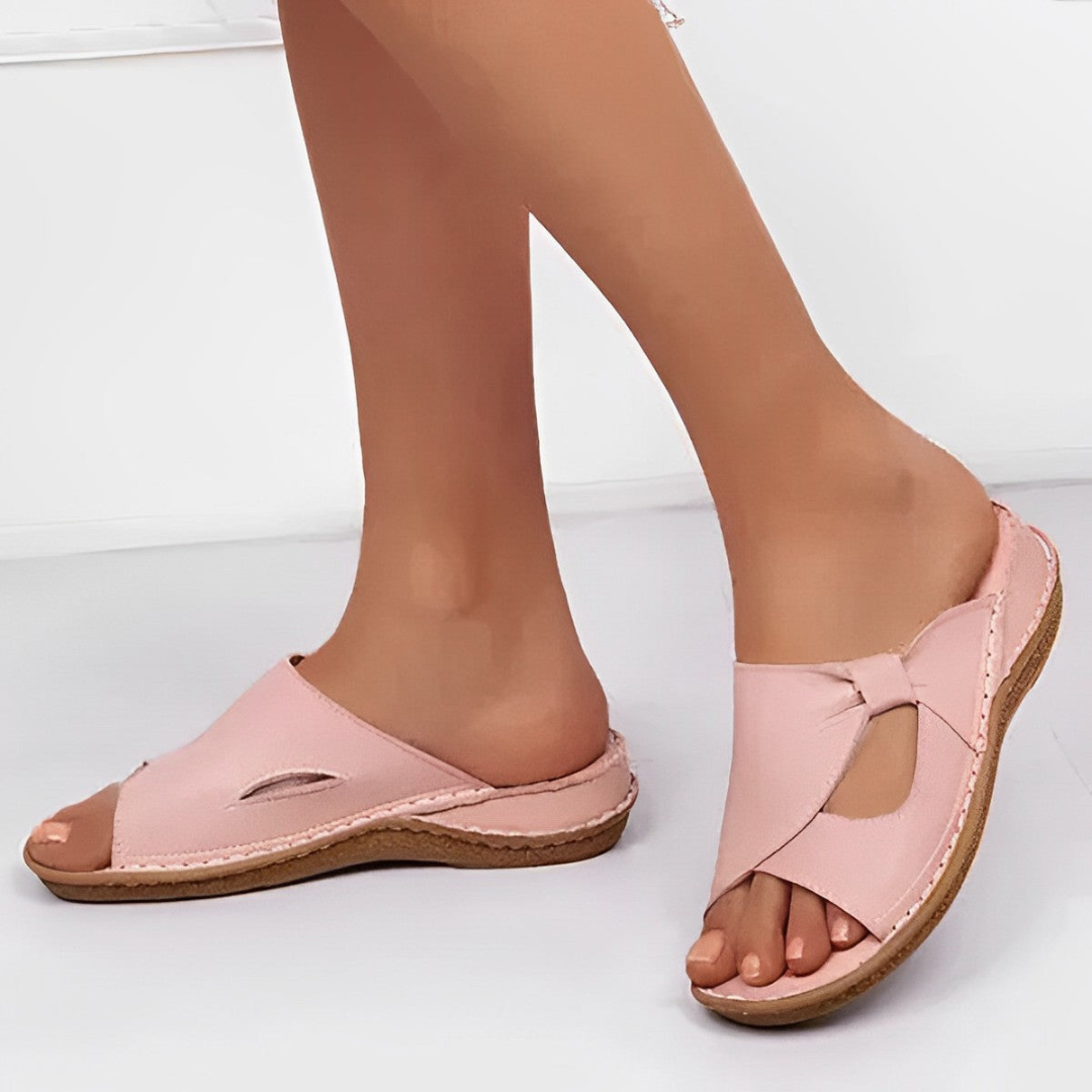 Mira | Women’s Open Toe Slip-On Sandals | Flat