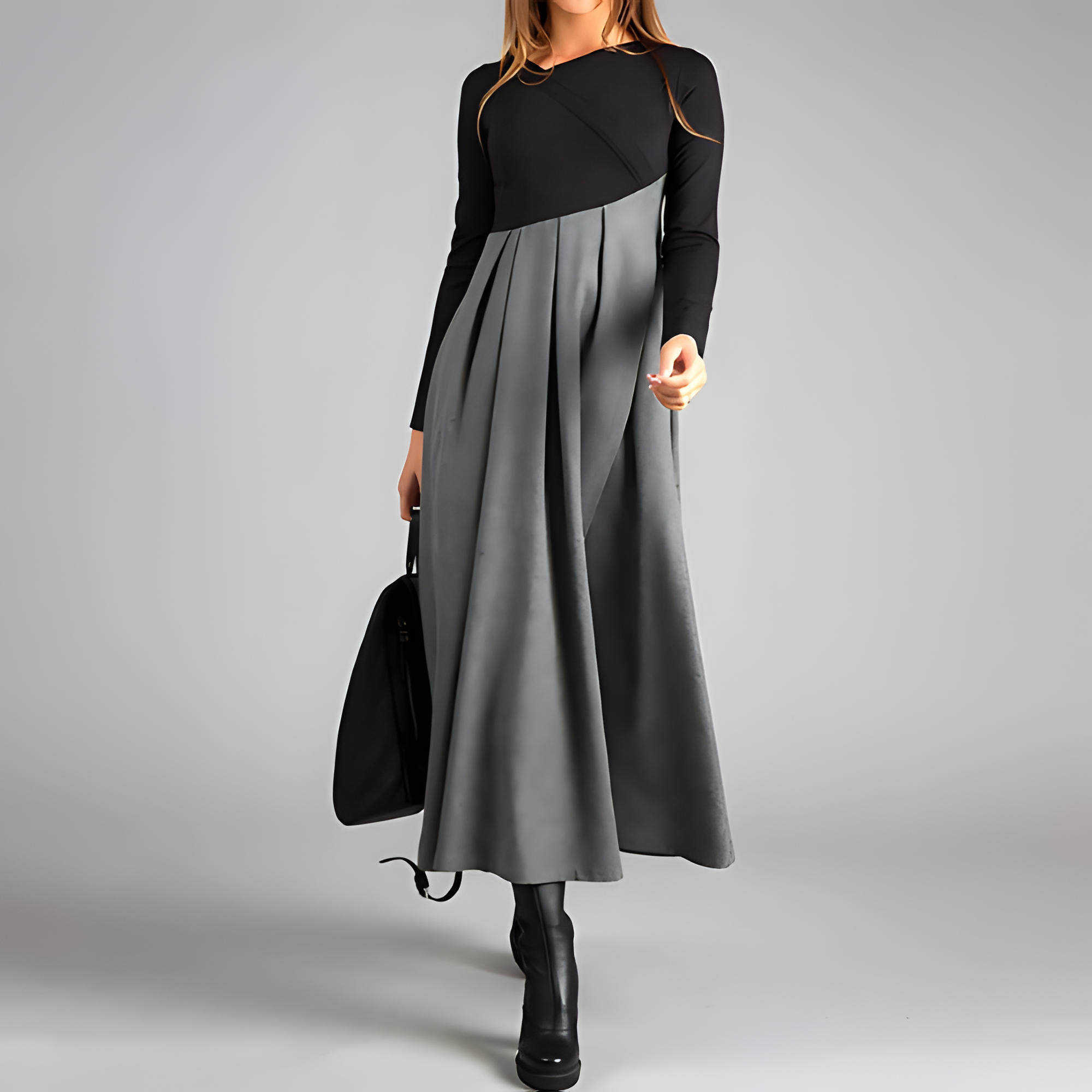 Women's Colorblock Long Sleeve Midi Dress | Winter