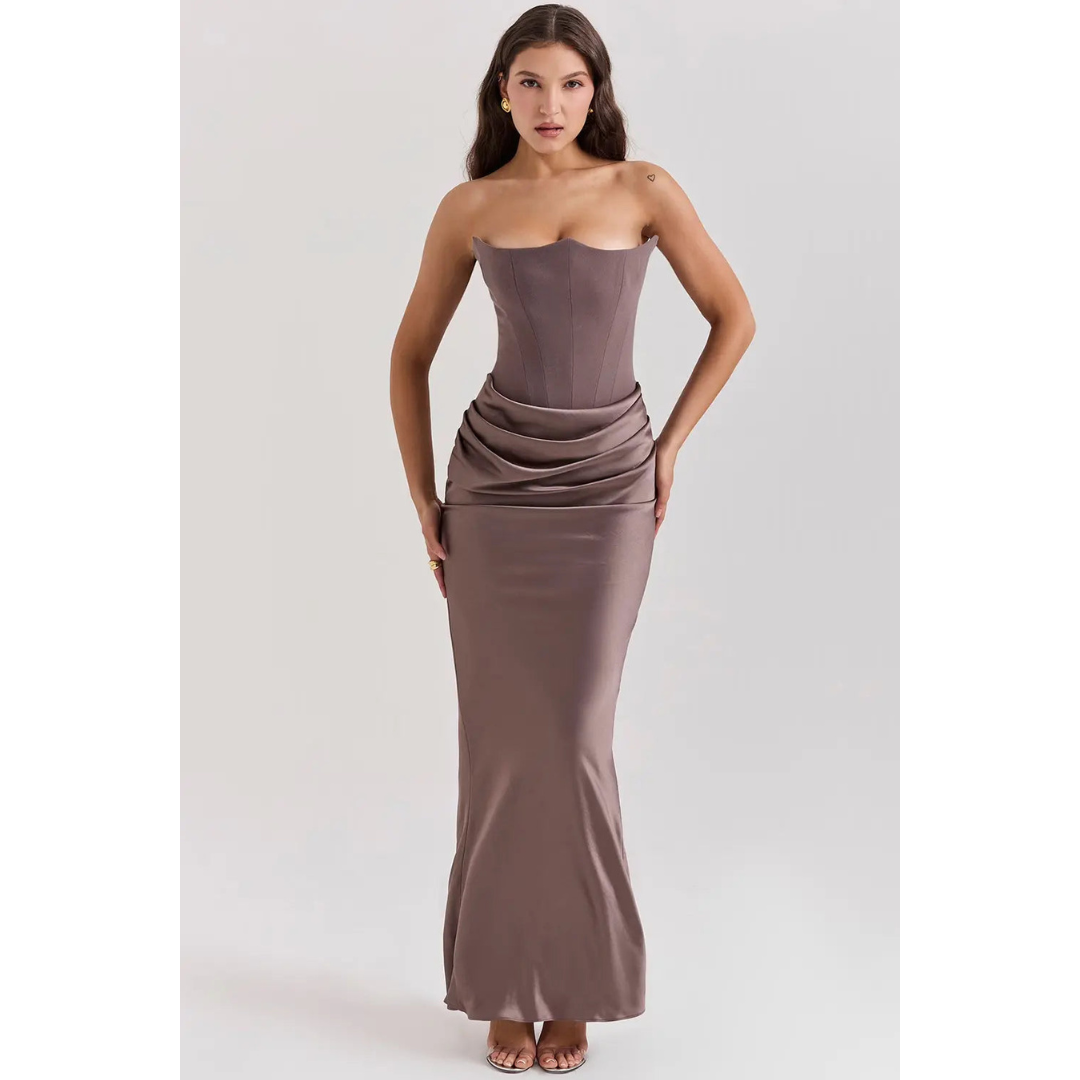 Persephone | Women’s Strapless Draped Evening Dress | Maxi