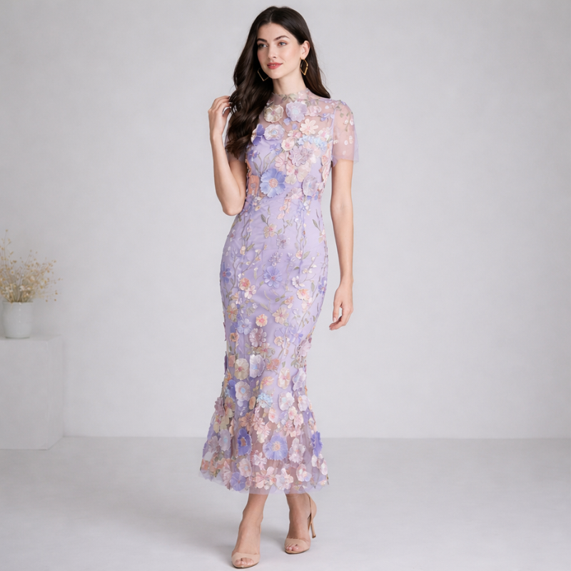 Women’s Floral Embroidered Dress | Midi