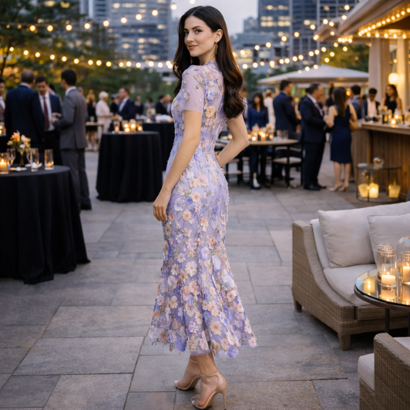 Women’s Floral Embroidered Dress | Midi