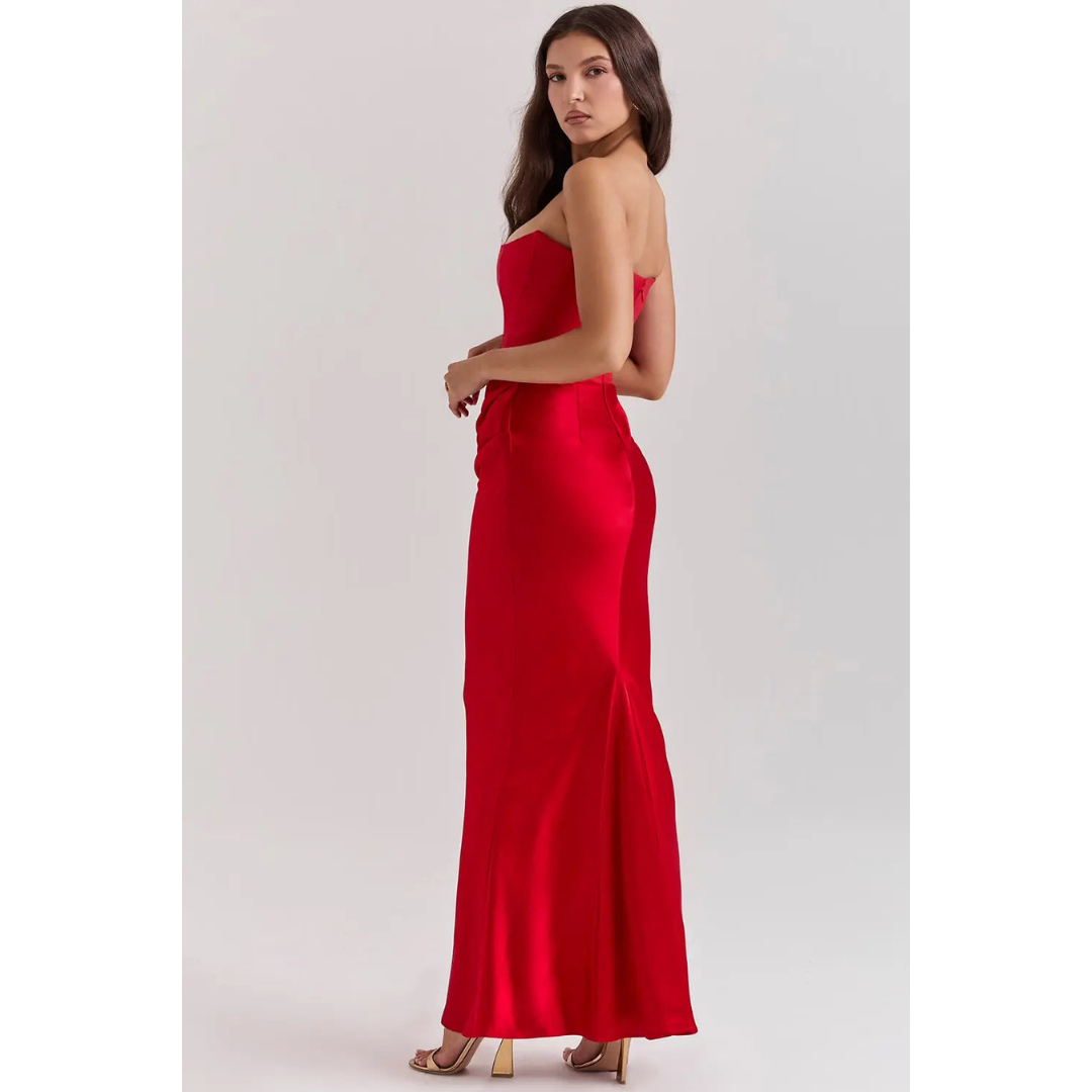 Persephone | Women’s Strapless Draped Evening Dress | Maxi