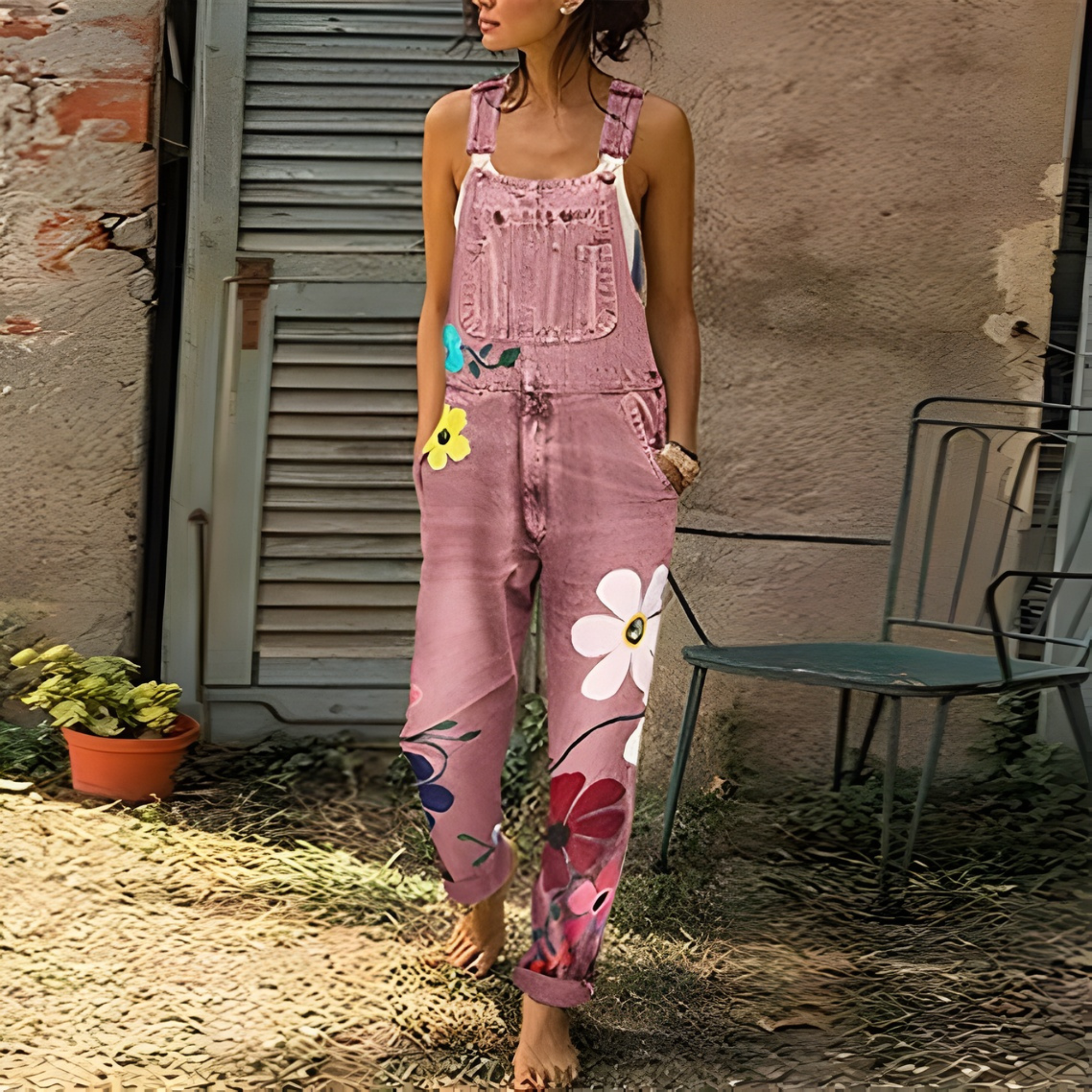 Women’s Summer Floral Overalls | Artistic Print