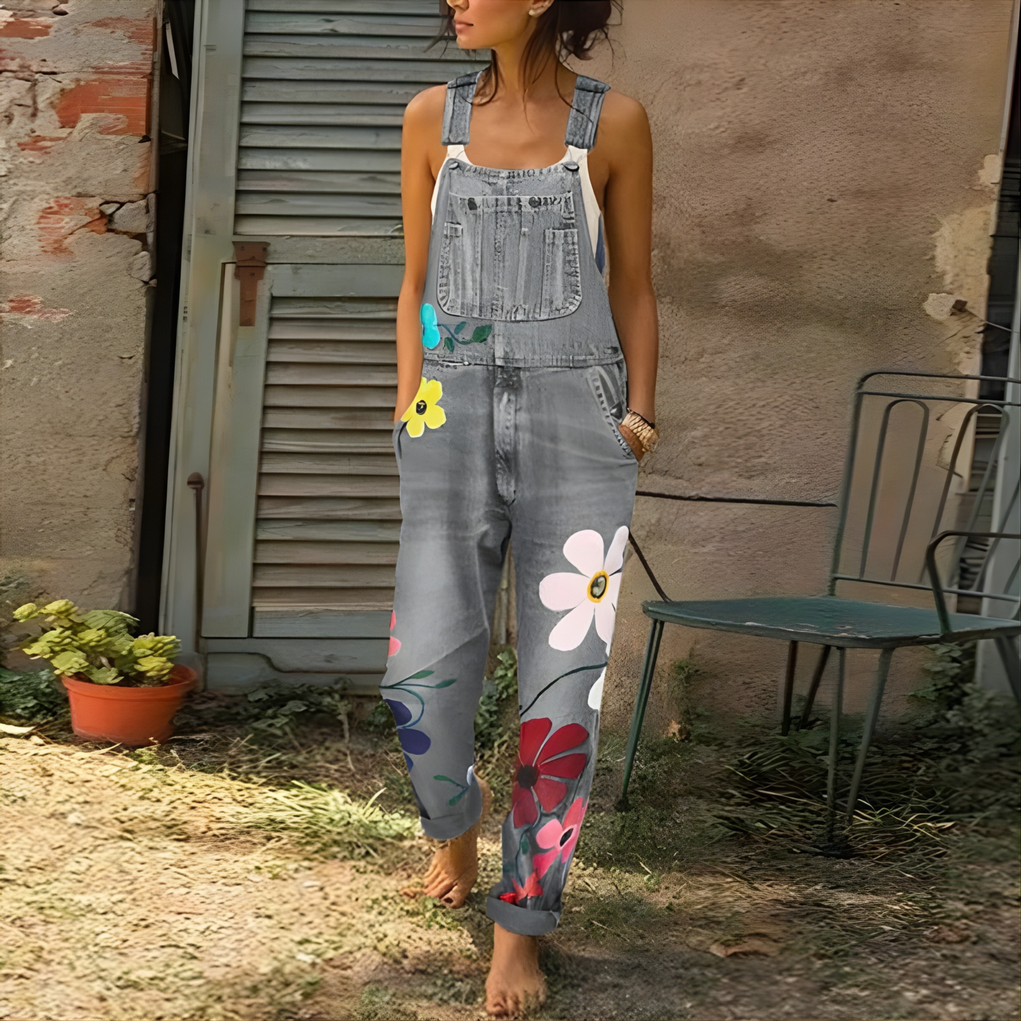 Women’s Summer Floral Overalls | Artistic Print
