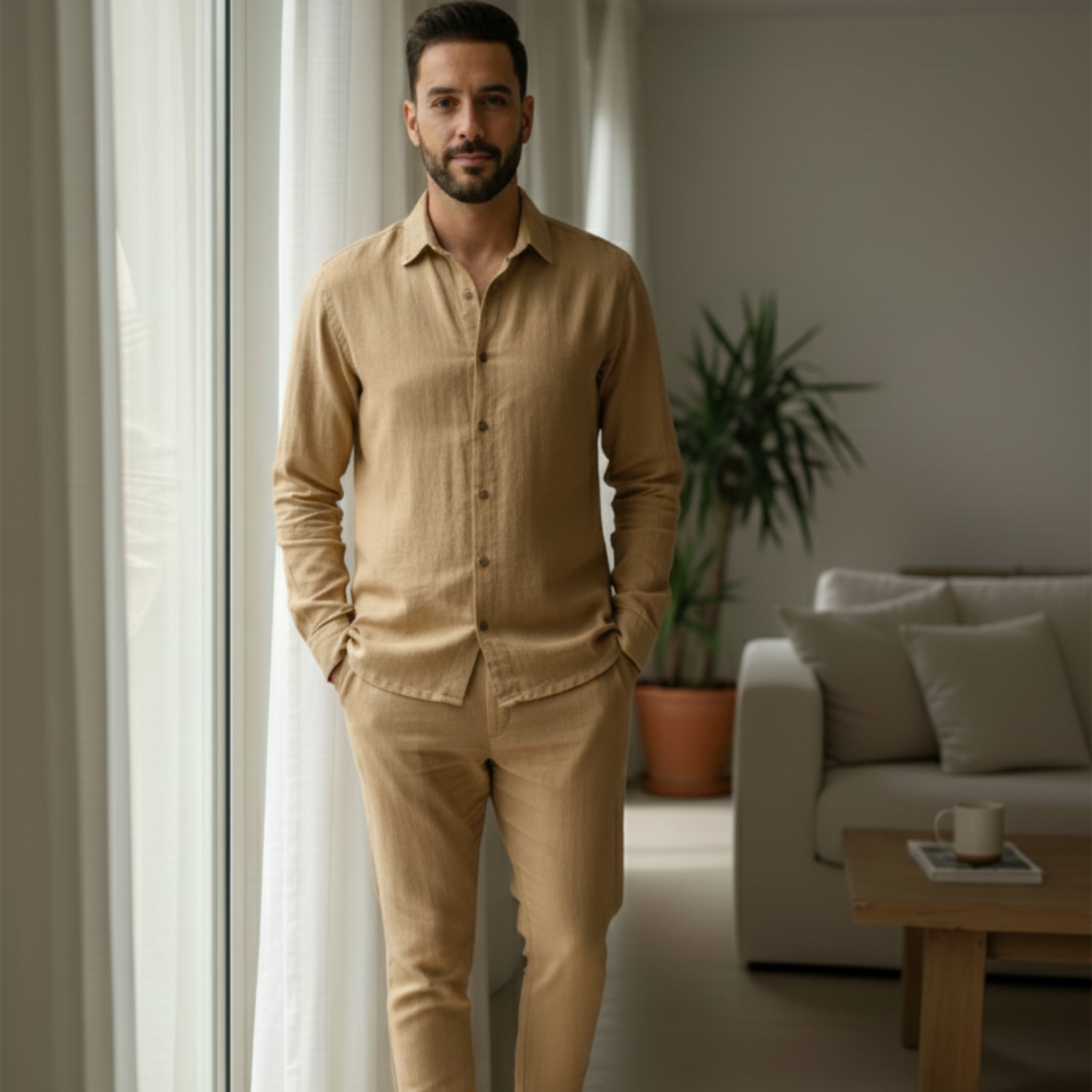 Men's Relaxed Summer Trousers And Shirt | Set