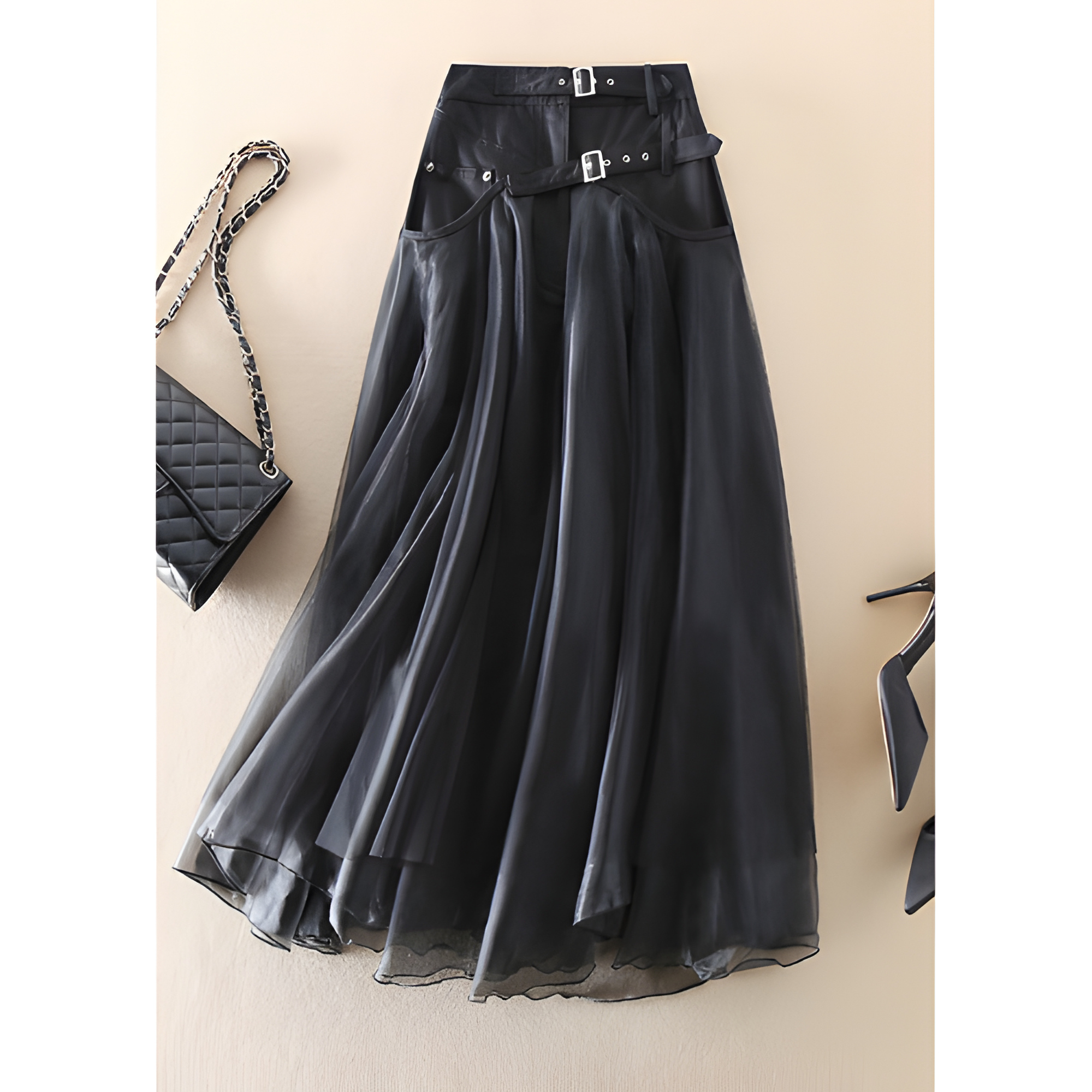 Women's High-Waisted Layered Long Skirt | Winter
