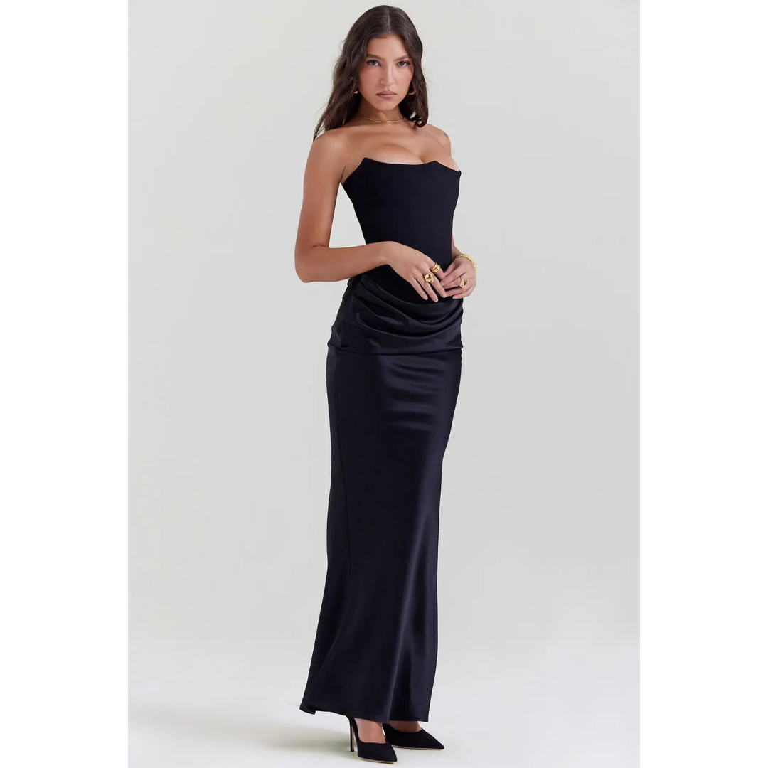 Persephone | Women’s Strapless Draped Evening Dress | Maxi