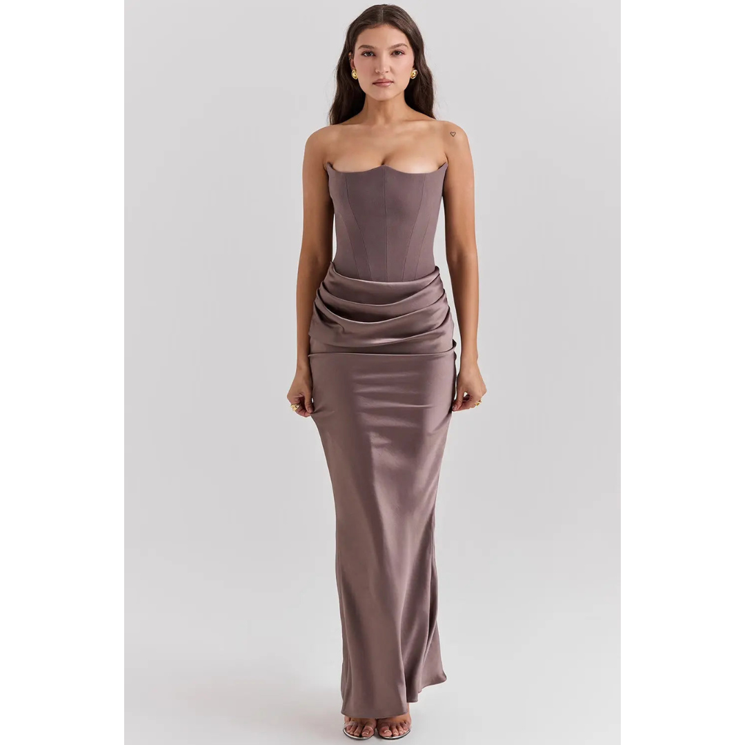 Persephone | Women’s Strapless Draped Evening Dress | Maxi