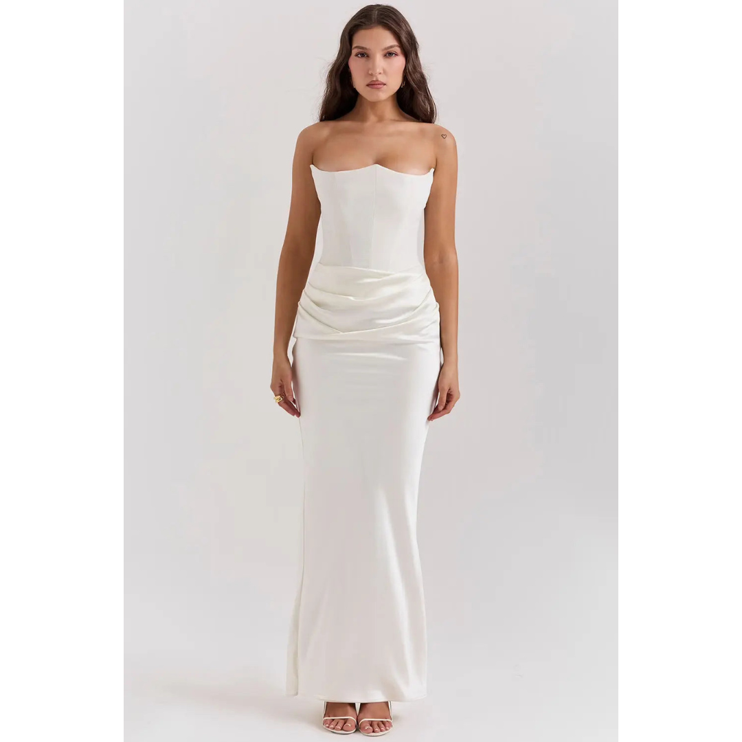 Persephone | Women’s Strapless Draped Evening Dress | Maxi
