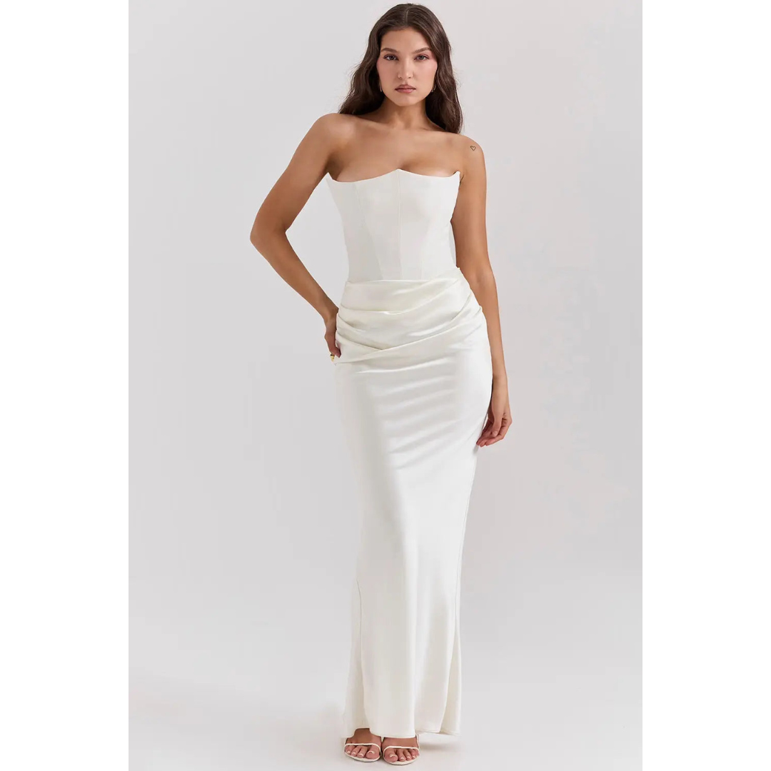 Persephone | Women’s Strapless Draped Evening Dress | Maxi