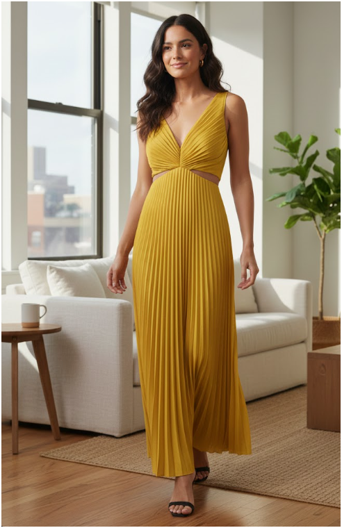 Womens Aria Pleated | Maxi Dress
