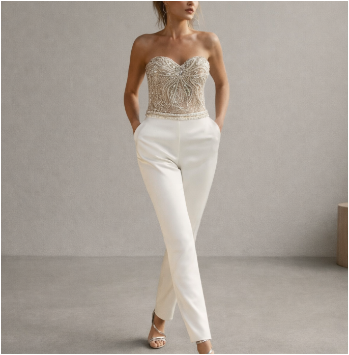Women's Sequins Jumpsuit | Strapless