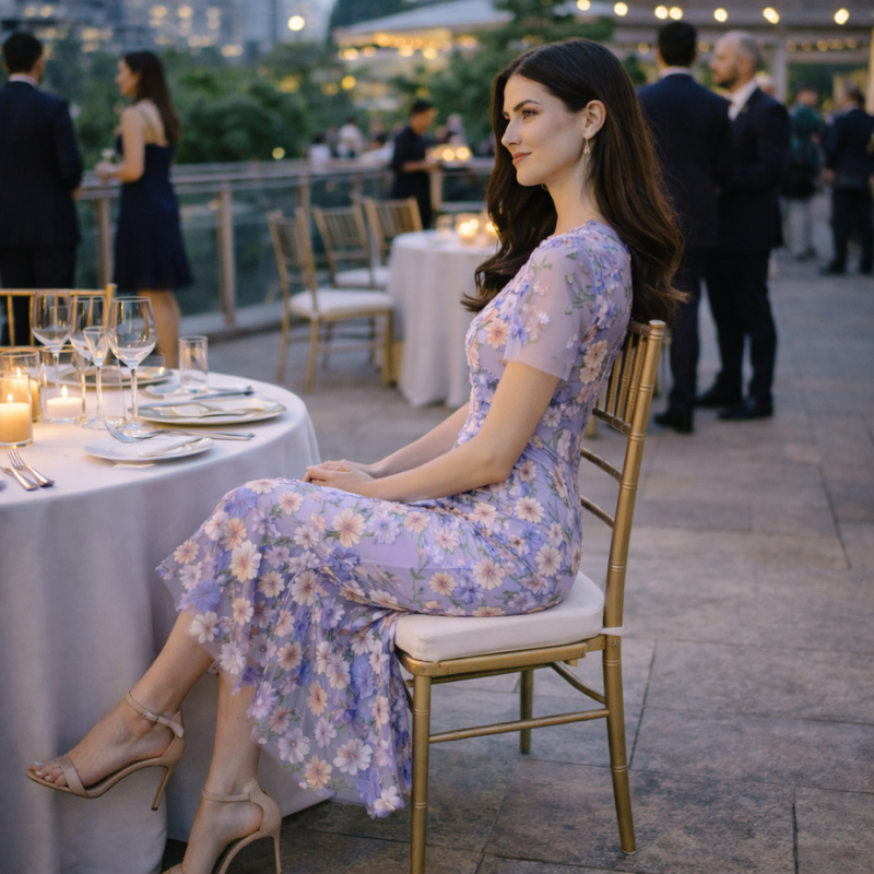 Women’s Floral Embroidered Dress | Midi