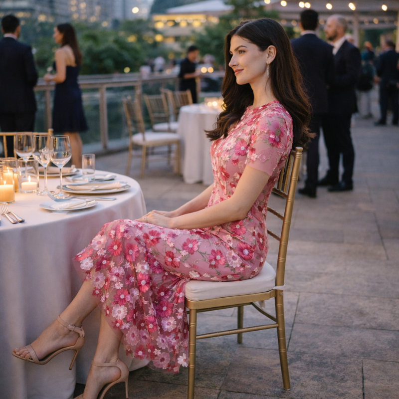 Women’s Floral Embroidered Dress | Midi