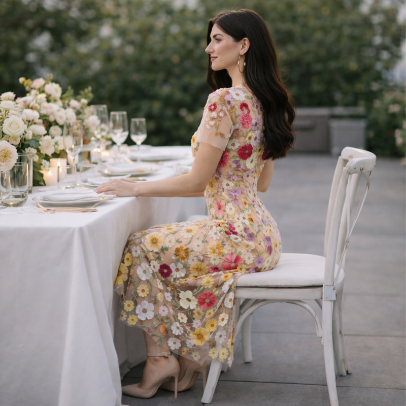 Women’s Floral Embroidered Dress | Midi