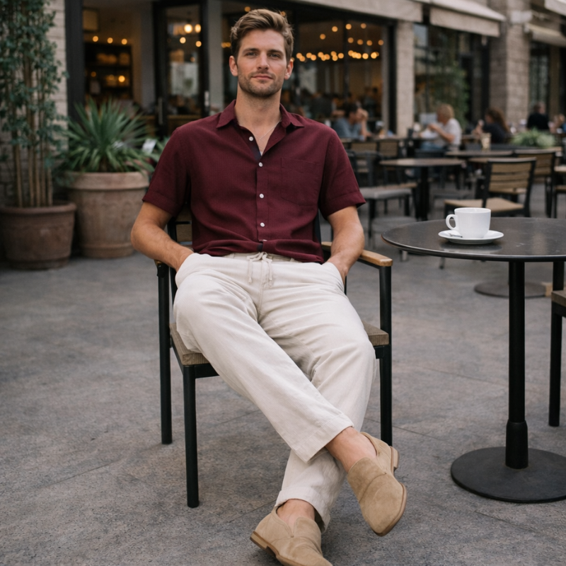 Men’s Short Sleeve Shirt And Pant Set | Two Piece